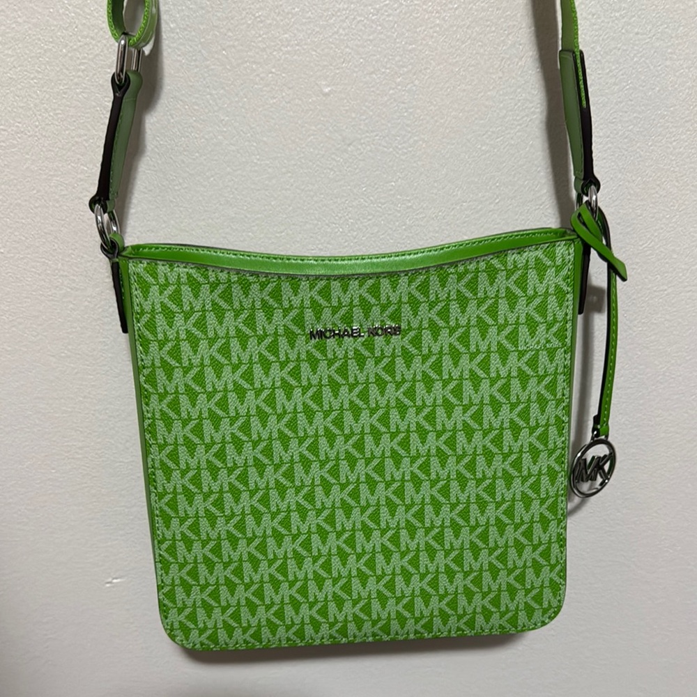 Michael Kors Green Crossbody Bag with Signature MK Logo